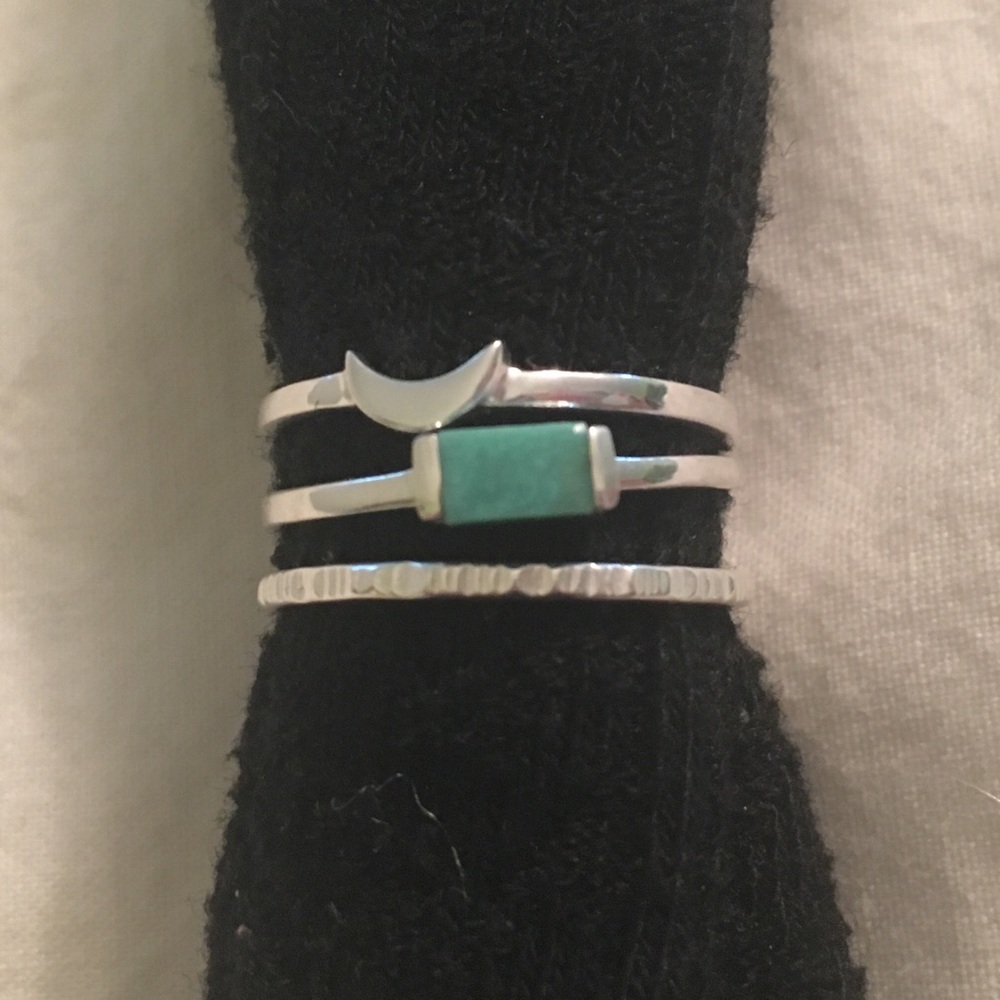 Pura Vida silver stacking rings. Size 8